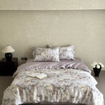 Bedding Set Satin Floral Print Silky Smooth 4-Piece