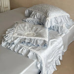Bedding Set Satin Jacquard Bow Ruffle & Lace 4-Piece