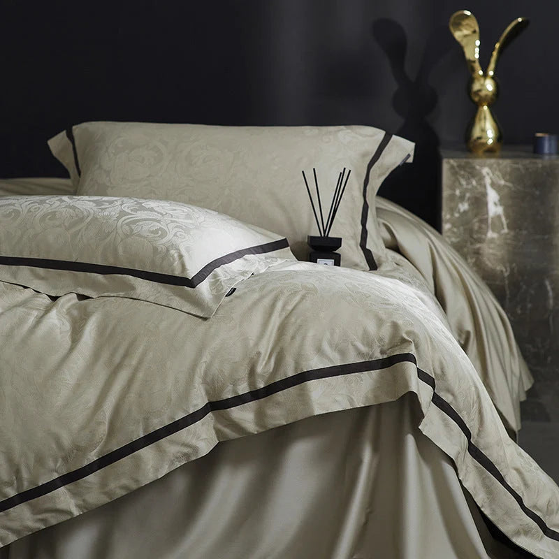 Bedding Set Satin Jacquard Floral 4-Piece