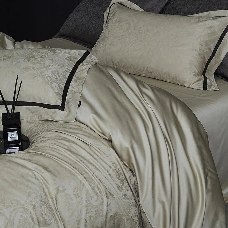Bedding Set Satin Jacquard Floral 4-Piece