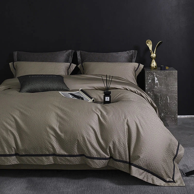 Bedding Set Satin Jacquard Floral 4-Piece