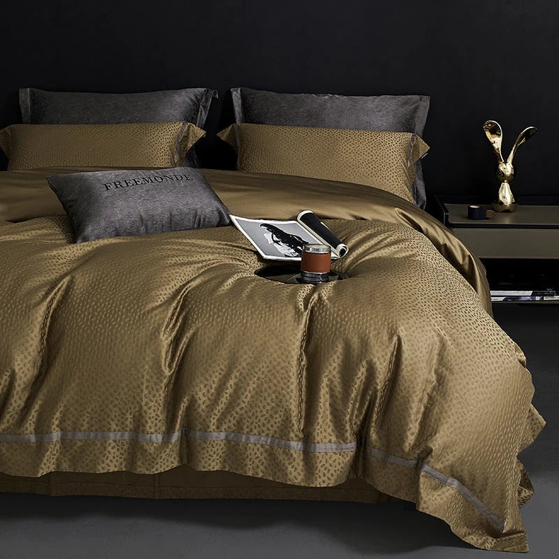 Bedding Set Satin Jacquard Floral 4-Piece