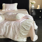 Bedding Set Satin Jacquard Gathered Ruffle