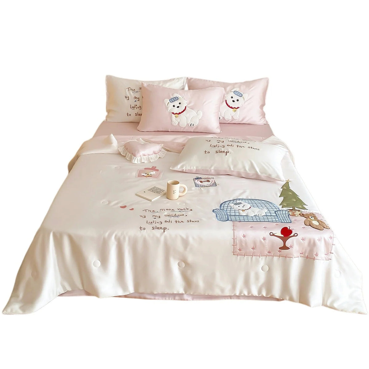 Bedding Set Satin Quilted Animal Appliqués