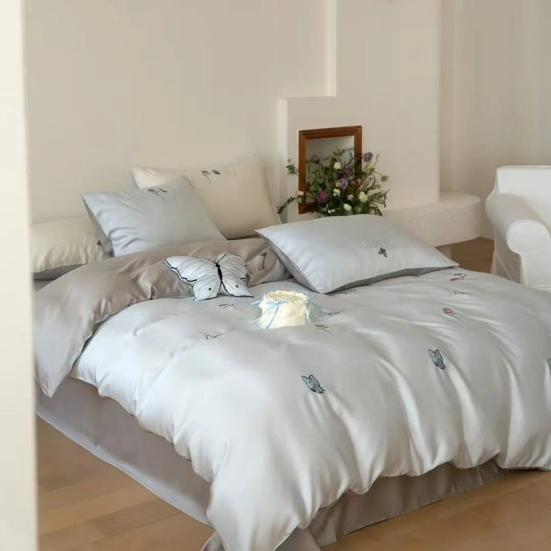 Bedding Set Satin Reversible With Plush Pillow Included
