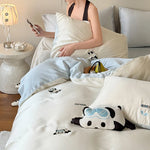 Bedding Set Satin Reversible With Plush Pillow Included