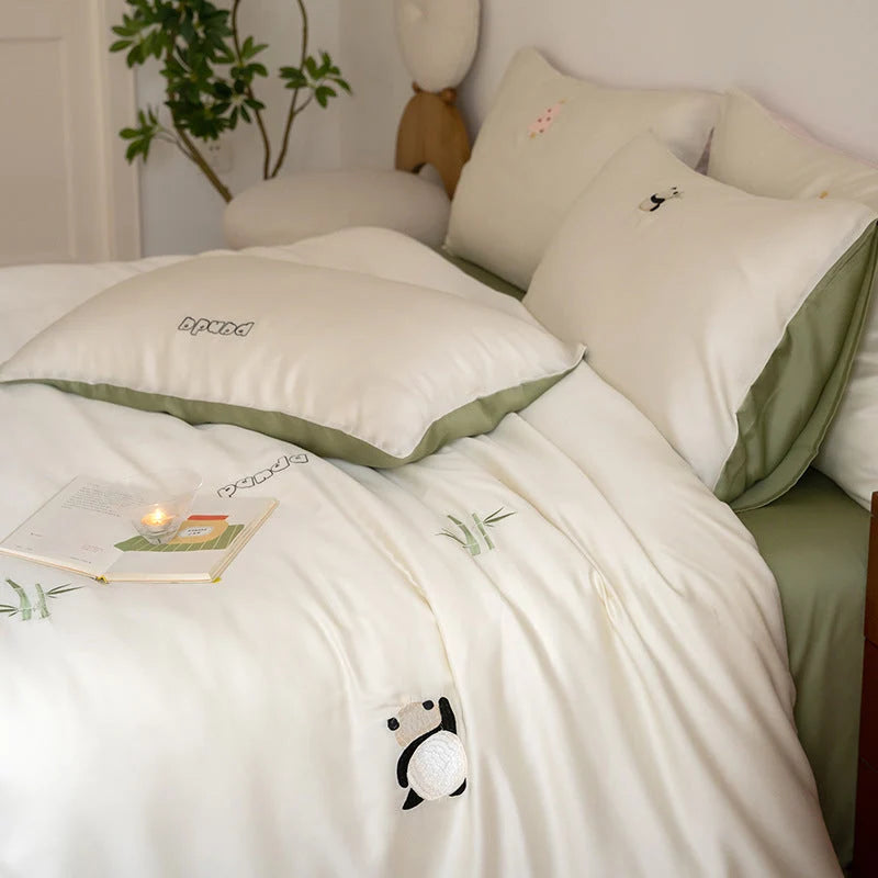 Bedding Set Satin Reversible With Plush Pillow Included
