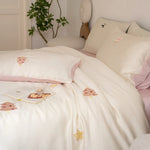 Bedding Set Satin Reversible With Plush Pillow Included
