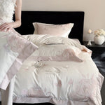 Bedding Set Satin Rose & Butterfly Embroidery