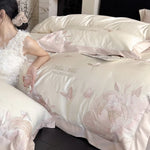 Bedding Set Satin Rose & Butterfly Embroidery