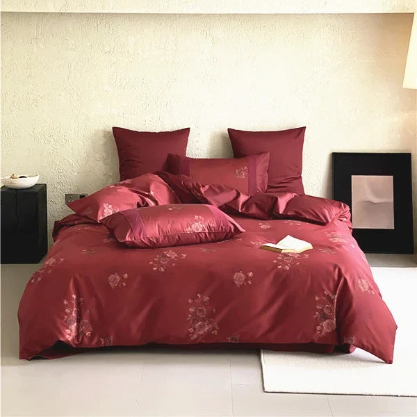 Bedding Set Satin Rose Jacquard Hotel Closure