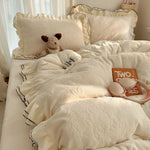 Bedding Set Silky Milk Fiber Double-Layer Lace Edge