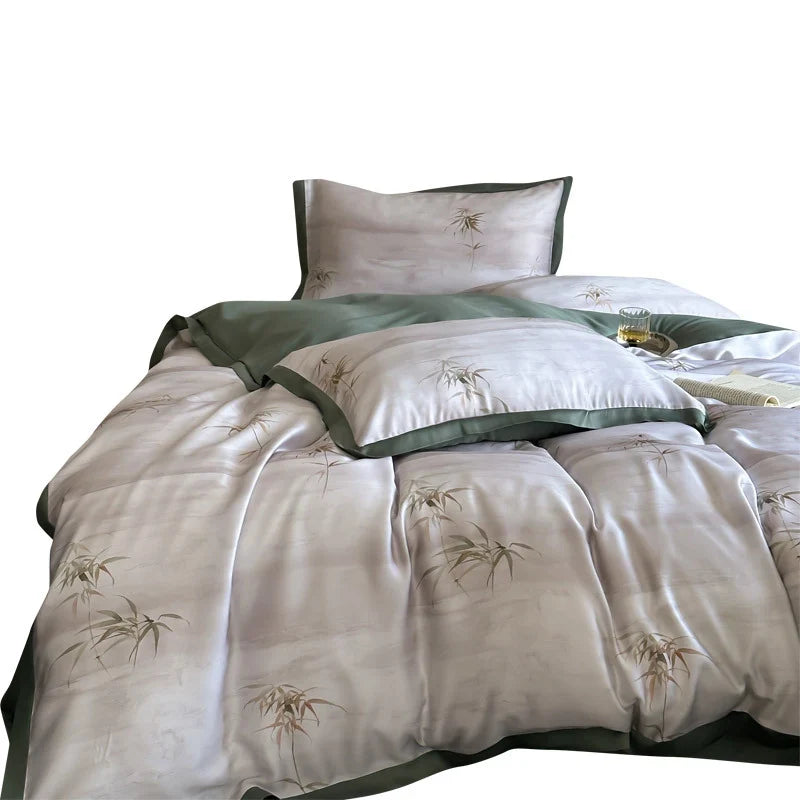 Bedding Set Silky Satin Breathable Bamboo Print