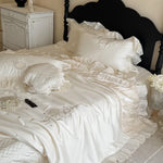 Bedding Set Silky Satin Floral Embroidery 4-Piece