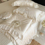 Bedding Set Silky Satin Floral Embroidery 4-Piece