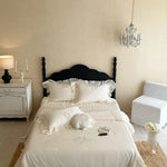 Bedding Set Silky Satin Floral Embroidery 4-Piece