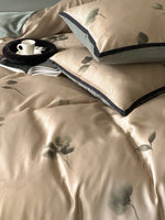Bedding Set Silky Satin Floral Print 4-Piece
