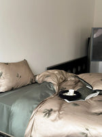 Bedding Set Silky Satin Floral Print 4-Piece