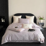 Bedding Set Silky Satin Floral Relief 4 Piece