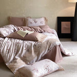 Bedding Set Silky Satin Reversible Floral & Lace