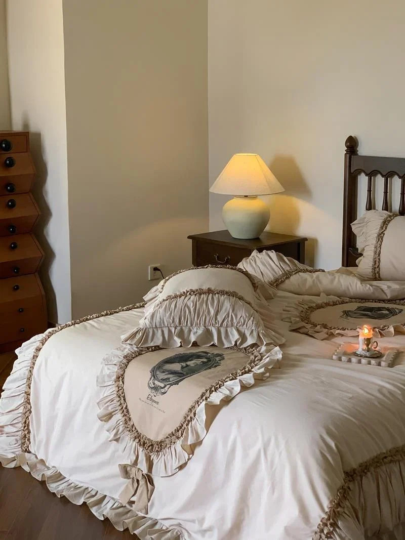 Bedding Set Soft Breathable Cotton Decorative Ruffles
