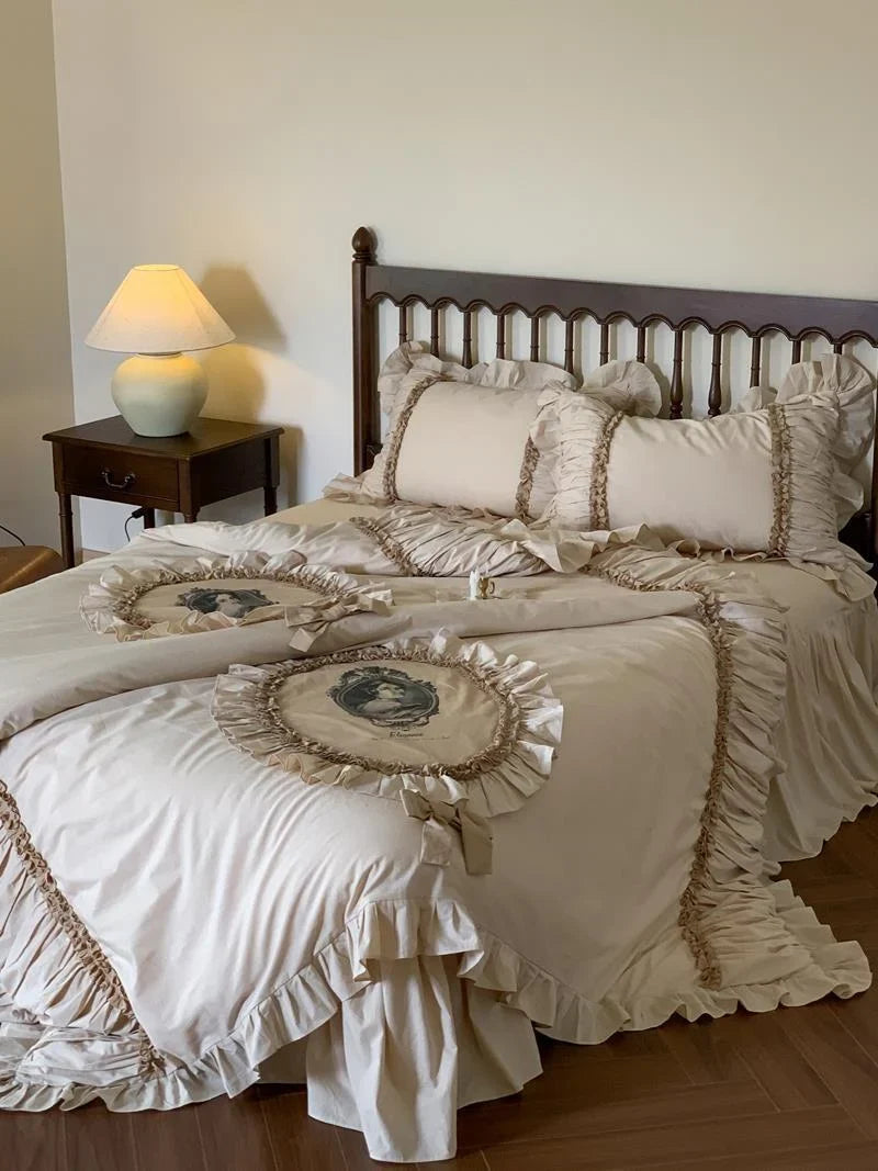Bedding Set Soft Breathable Cotton Decorative Ruffles