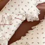 Bedding Set Soft Breathable Cotton Floral Ruffle Concealed Zipper
