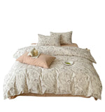 Bedding Set Soft Cotton Satin Botanical Sketch 4-Piece
