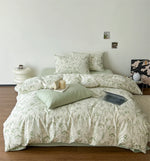 Bedding Set Soft Cotton Satin Botanical Sketch 4-Piece