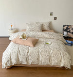 Bedding Set Soft Cotton Satin Botanical Sketch 4-Piece