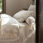 Bedding Set Soft-Washed Linen-Cotton Crochet Edge 4-Piece