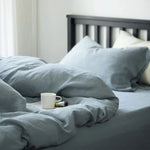 Bedding Set Stonewashed Linen-Cotton Elastic Fitted Sheet