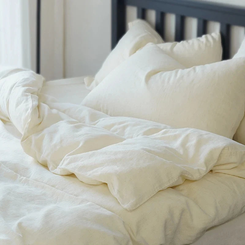 Bedding Set Stonewashed Linen-Cotton Elastic Fitted Sheet