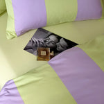 Bedding Set Striped Cotton Satin Hidden Zipper