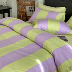 Bedding Set Striped Cotton Satin Hidden Zipper