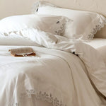 Bedding Set Temperature-Regulating Cotton Satin Lace Border Machine Washable