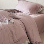 Bedding Set Temperature-Regulating Cotton Satin Lace Border Machine Washable