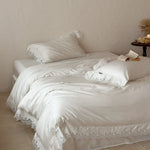 Bedding Set Temperature-Regulating Cotton Satin Lace Border Machine Washable