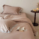 Bedding Set Temperature-Regulating Cotton Satin Lace Border Machine Washable