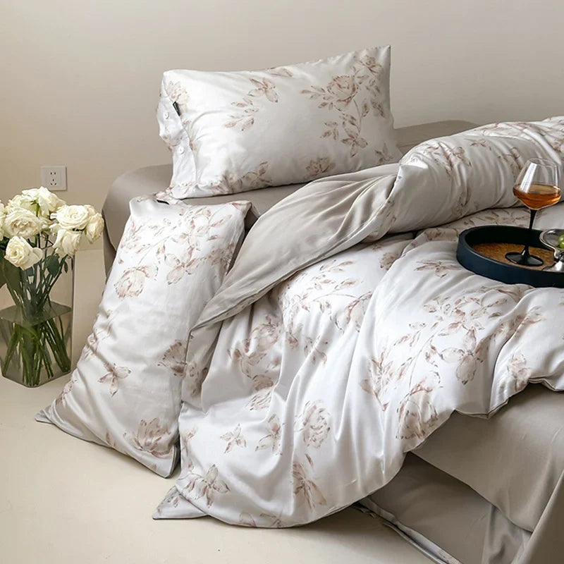 Bedding Set Temperature-Regulating Cotton Satin Reversible 4-Piece