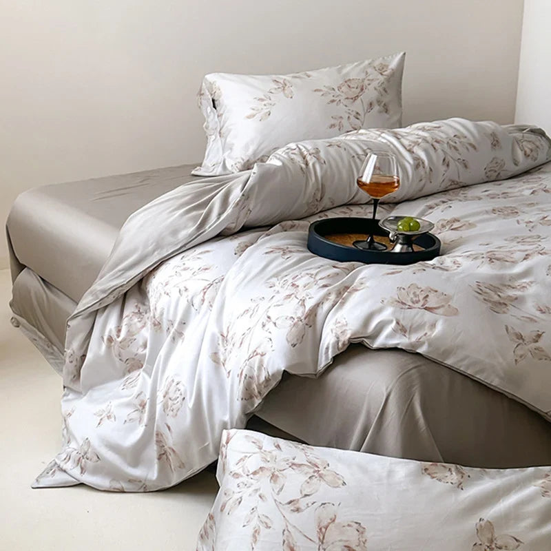 Bedding Set Temperature-Regulating Cotton Satin Reversible 4-Piece