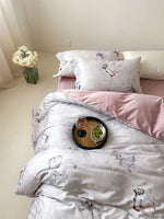 Bedding Set Temperature-Regulating Cotton Satin Reversible 4-Piece
