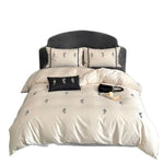Bedding Set Temperature-Regulating Satin Floral Embroidery