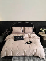 Bedding Set Temperature-Regulating Satin Floral Embroidery