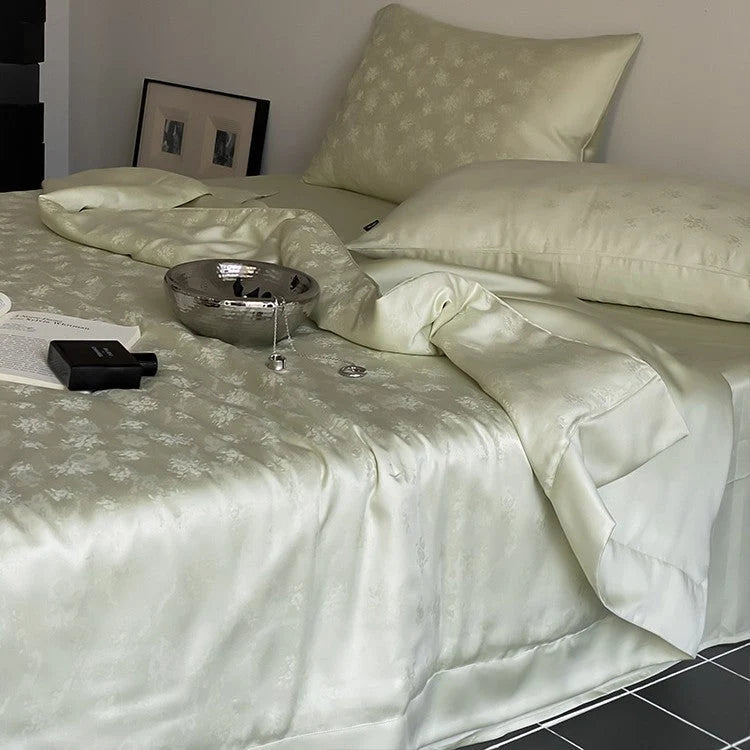 Bedding Set Tencel Satin Floral Jacquard