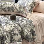 Bedding Set Toile-de-Jouy Cotton Satin Breathable