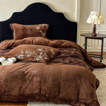 Bedding Set Velvet Floral Embroidery Machine Washable