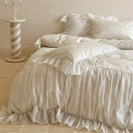 Bedding Set Vintage Floral Embroidery 4-Pc Duvet & Bedskirt