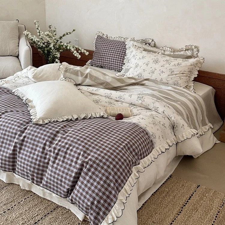 Bedding Set Vintage Patchwork Ruffle & Lace