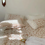 Bedding Set Vintage Rose Ruffle Fits 87x94in